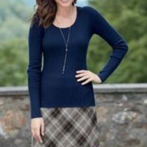 Cabi Long Sleeve Navy Blue Stretch Top Size S